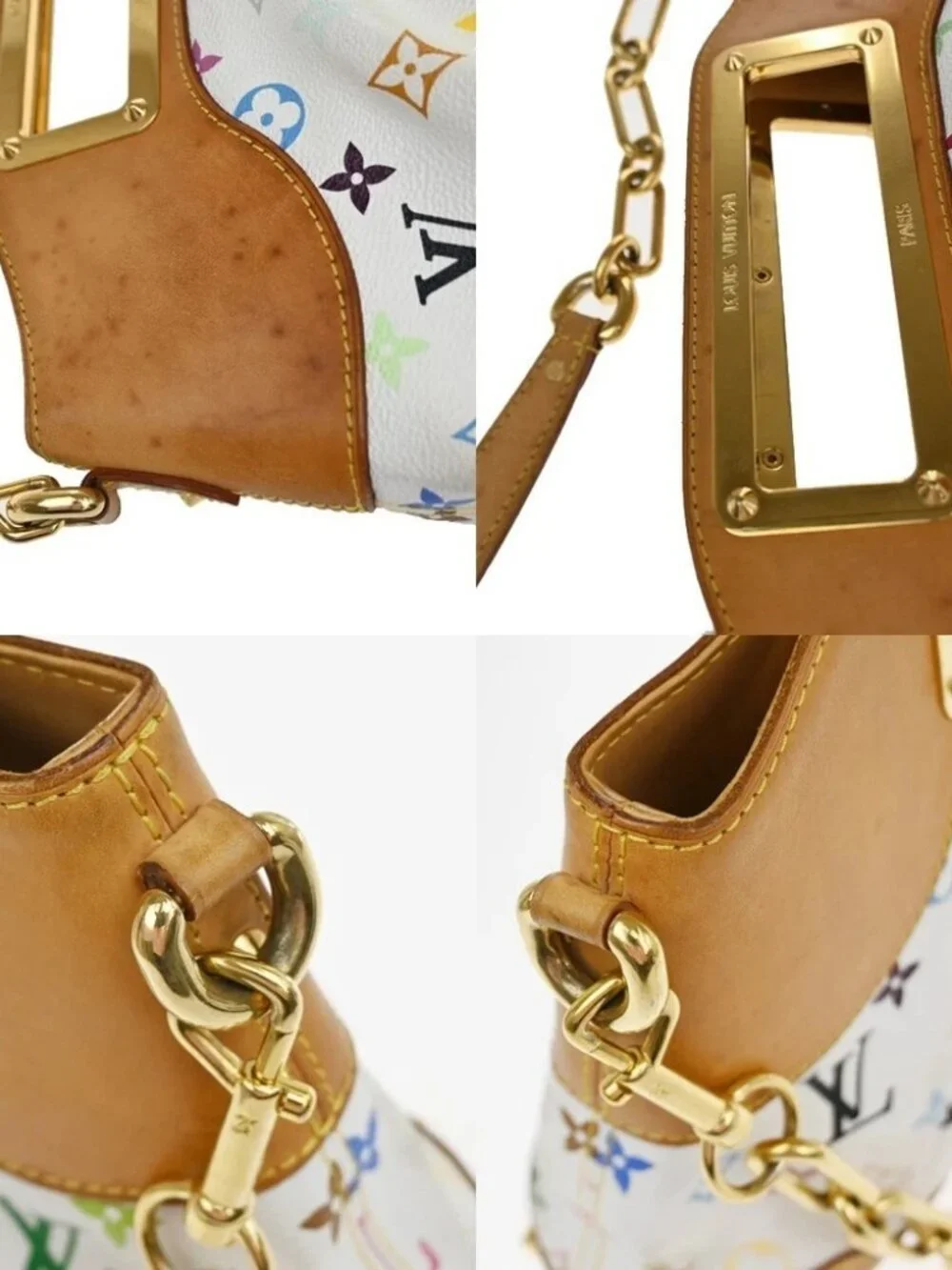 LOUIS VUITTON Judy MM 2Way Chain Hand Bag Monogram Multi White